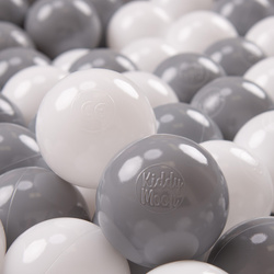 KiddyMoon Plastikowe piłeczki 7cm Іграшка набір кульок, біло-сірий