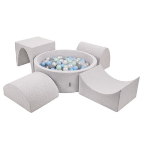 KiddyMoon Piankowy plac zabaw PPZP-OK30D-135 z piłeczkami Іграшка ігровий майданчик, jasnoszary: перлово-сірий-прозорий-блакитний-м’ята