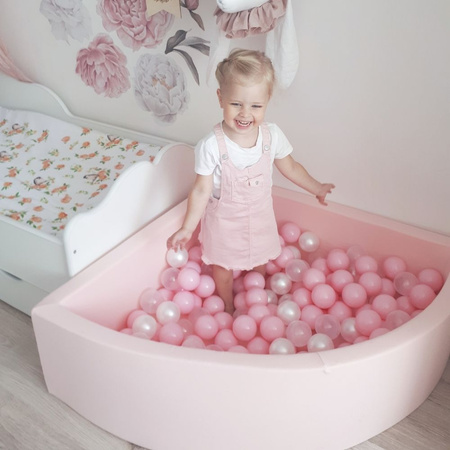 KiddyMoon Plastikowe piłeczki 7cm Zabawka zestaw kulek, pudrowy róż-transparent