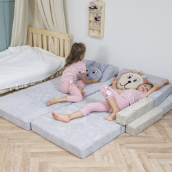 KiddyMoon MATERAC z poduszką KMMP-1650 Меблі пінопластовий, світло-сірий