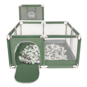 Boisko KK-100X z piłeczkami 6cm Zabawka kojec, zielony: biały-szary-mięta