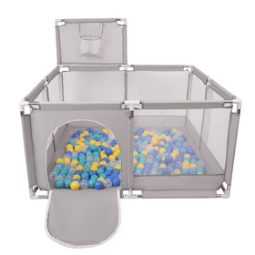 Boisko KK-100X z piłeczkami 6cm Іграшка манеж, сірий: синій-бірюзовий-жовтий-прозорий