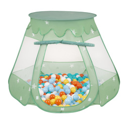 Namiot zamek NZ-100X z piłeczkami 6cm Іграшка намет для дітей, м’ятний: білий-жовтий-помаранчевий-babyblue-бірюзовий