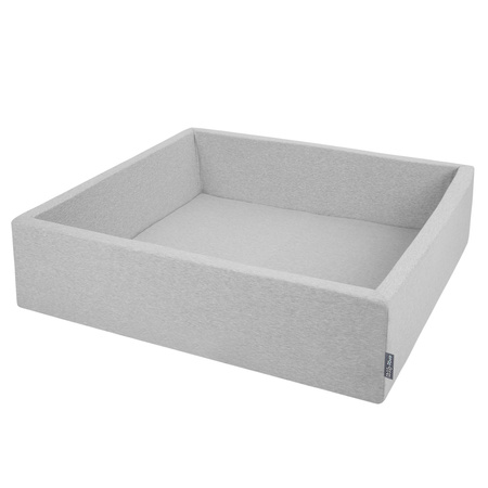 KiddyMoon Suchy basen kwadratowy z piłeczkami 7cm 120x30 Іграшка пінопластовий басейн, світло-сірий: сірий-білий-прозорий-небесно-блакитний