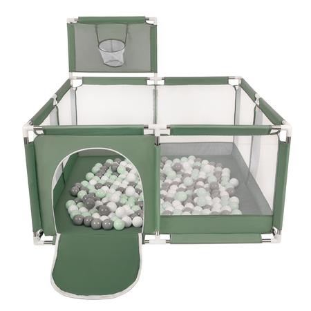 Boisko KK-100X z piłeczkami 6cm Zabawka kojec, zielony: biały-szary-mięta
