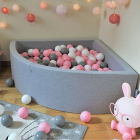 KiddyMoon Plastikowe piłeczki 7cm Zabawka zestaw kulek, biały-szary-pudrowy róż