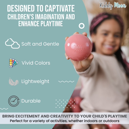 KiddyMoon Plastikowe piłeczki 7cm Zabawka zestaw kulek, perła-szary-transparent-pudrowy róż