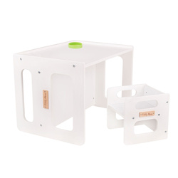 KiddyMoon Stolik + krzesło TC-001 Mebel zestaw mebelków, MDF white