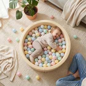 KiddyMoon Suchy basen okrągły 90x30 Іграшка пінопластовий басейн, маслянистий