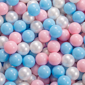 KiddyMoon Suchy basen okrągły z piłeczkami 7cm Zabawka basen piankowy, jasnoszary: babyblue-pudrowy róż-perła
