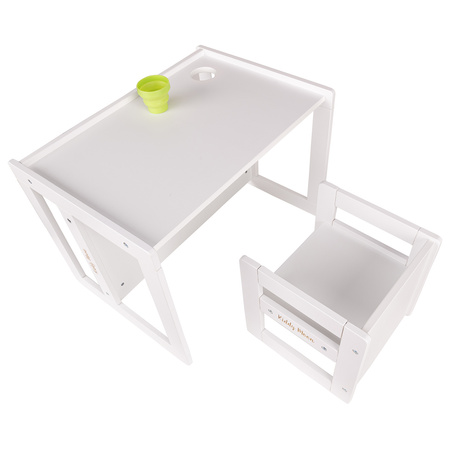 KiddyMoon Stolik + krzesło TC-002 Mebel zestaw mebelków, white