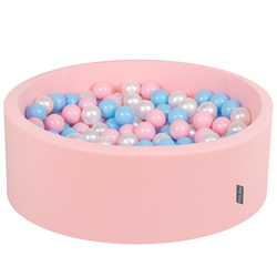 KiddyMoon Suchy basen okrągły z piłeczkami 7cm Іграшка пінопластовий басейн, рожевий: baby blue – пудровий рожевий – перлина