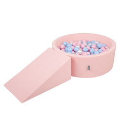KiddyMoon Piankowy plac zabaw PPZP-OK30D-112 z piłeczkami Іграшка ігровий майданчик, рожевий: babyblue-пудрово-рожевий-перлина