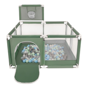 Boisko KK-100X z piłeczkami 6cm Zabawka kojec, zielony: perła-szary-transparent-babyblue-mięta