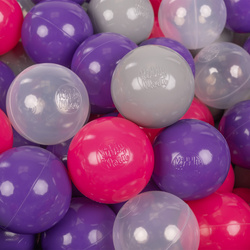 KiddyMoon Plastikowe piłeczki 7cm Іграшка набір кульок, темно-рожево-фіолетово-прозоро-сірий