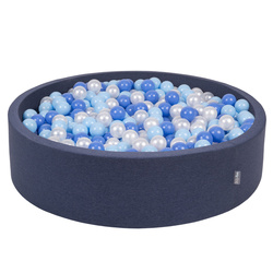 KiddyMoon Suchy basen okrągły z piłeczkami 7cm 120x30 Іграшка пінопластовий басейн, темно-синій: baby blue-синій-перлина