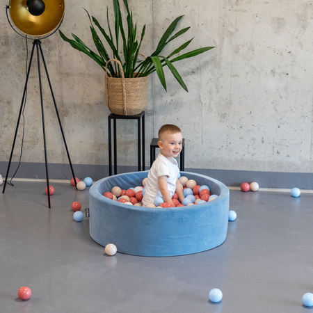 KiddyMoon Plastikowe piłeczki 7cm Іграшка набір кульок, пастельний бежево-пастельний блакитно-лососевий