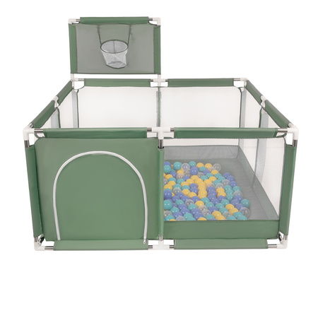  Boisko KK-100X z piłeczkami 6cm Zabawka kojec, zielony: turkus-niebieski-żółty-transparent