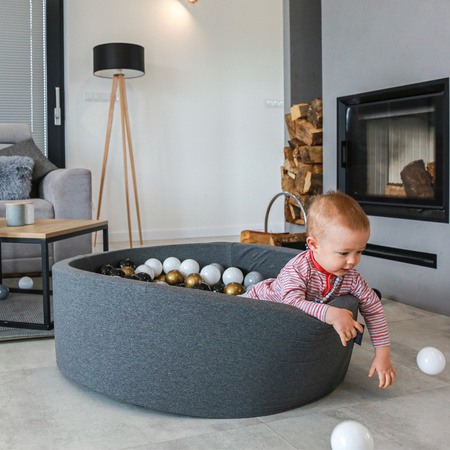 KiddyMoon Plastikowe piłeczki 7cm Zabawka zestaw kulek, czarny-perła-złoty-szary