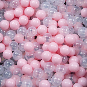 KiddyMoon Plastikowe piłeczki 6cm Zabawka zestaw kulek, pudrowy róż-transparent