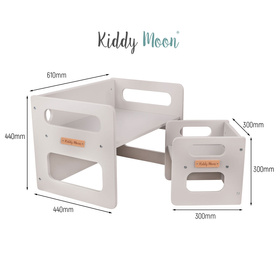 KiddyMoon Stolik + krzesło TC-001 Mebel zestaw mebelków, MDF grey