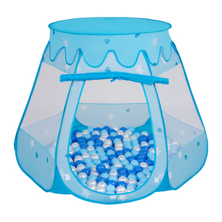 Namiot zamek NZ-100X z piłeczkami 6cm Іграшка намет для дітей, синій: babyblue-синій-перлина