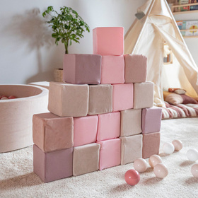 KiddyMoon Miękkie klocki 14cm Іграшка пінопластові кубики, куби: вересово-рожевий