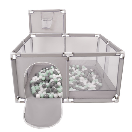 Boisko KK-100X z piłeczkami 6cm Іграшка манеж, сірий: білий-сірий-м'ята