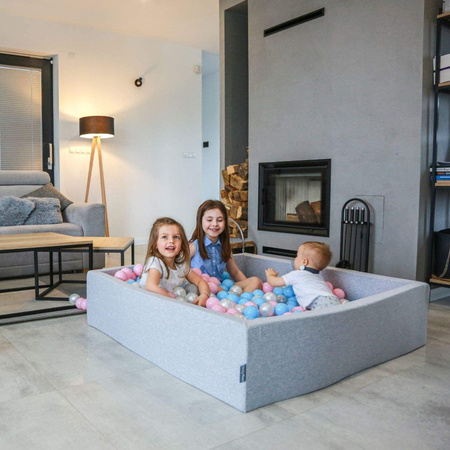 KiddyMoon Suchy basen okrągły z piłeczkami 7cm 120x30 Іграшка пінопластовий басейн, рожевий: пудрово-рожевий — темно-рожевий — baby blue — м’ята