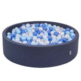 KiddyMoon Suchy basen okrągły z piłeczkami 7cm 120x30 Іграшка пінопластовий басейн, темно-синій: baby blue-синій-перлина