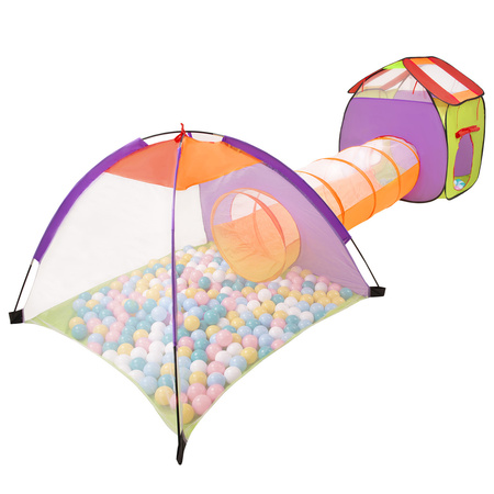 Plac zabaw 3w1 100X z piłeczkami 6cm Іграшка ігровий майданчик, біло-жовтий-небесно-блакитний-пудровий рожевий-бірюзовий