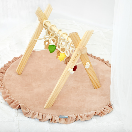 KiddyMoon Stojak gimnastyczny dla niemowląt BT-001 Zabawka edukacyjna, natural