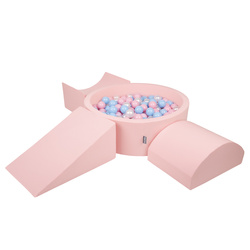 KiddyMoon Piankowy plac zabaw PPZP-OK30D-114 z piłeczkami Іграшка ігровий майданчик, рожевий: babyblue-пудрово-рожевий-перлинний