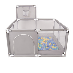 Boisko KK-100X z piłeczkami 6cm Іграшка манеж, сірий: синій-бірюзовий-жовтий-прозорий