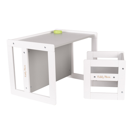 KiddyMoon Stolik + krzesło TC-002 Меблі комплект меблів, білий/сірий
