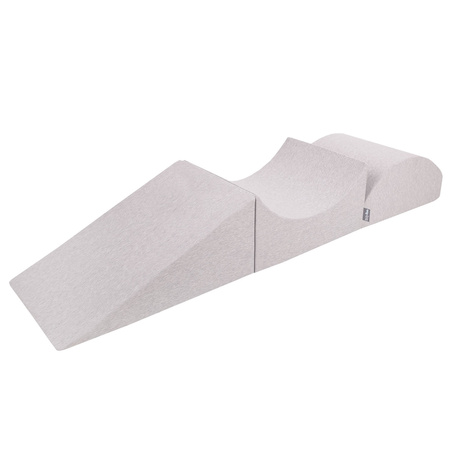 KiddyMoon Piankowy plac zabaw PPZP-KW30D-114 z piłeczkami Zabawka plac zabaw, jasnoszary: żółty-zielony-niebieski-czerwony-pomarańcz
