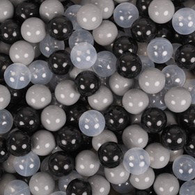 KiddyMoon Plastikowe piłeczki 7cm Zabawka zestaw kulek, czarny-szary-transparent