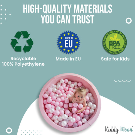 KiddyMoon Plastikowe piłeczki 7cm Zabawka zestaw kulek, zielony-biały-pomarańcz