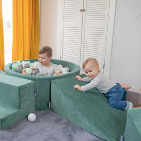 KiddyMoon Piankowy plac zabaw VELVET PPZP-OK30V-112 z piłeczkami Іграшка ігровий майданчик, Пісочний беж: пастельний бежево-лососево-білий