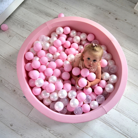 KiddyMoon Plastikowe piłeczki 7cm Zabawka zestaw kulek, pastelowy beż-biały-perła