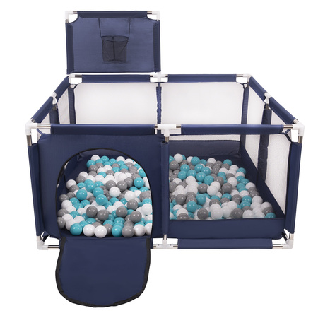 Boisko KK-100X z piłeczkami 6cm Іграшка манеж, синій: сірий-білий-бірюзовий