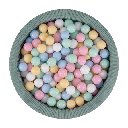KiddyMoon Suchy basen okrągły ANAFI z piłeczkami 7cm Іграшка пінопластовий басейн, зелений