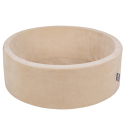 KiddyMoon Suchy basen okrągły VELVET 90x30 Іграшка пінопластовий басейн, beż piasku