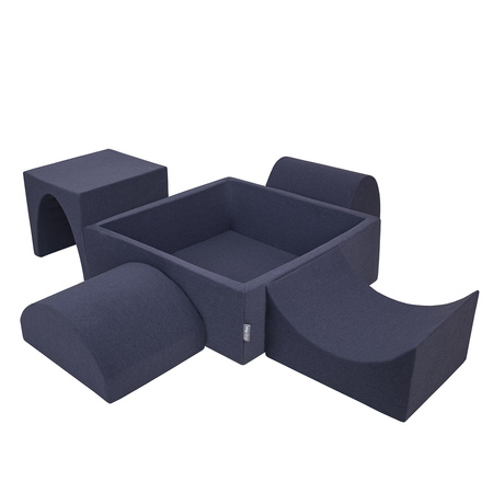 KiddyMoon Piankowy plac zabaw PPZP-KW30D-135 z piłeczkami Zabawka plac zabaw, granatowy: babyblue-niebieski-perła