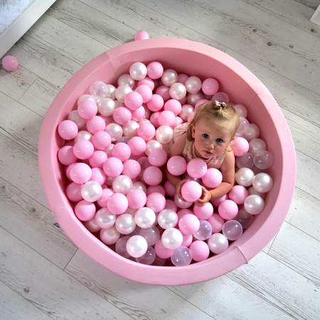 KiddyMoon Plastikowe piłeczki 7cm Zabawka zestaw kulek, pastelowy beż-biały-perła