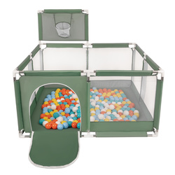 Boisko KK-100X z piłeczkami 6cm Zabawka kojec, zielony: biały-żółty-pomarańcz-babyblue-turkus