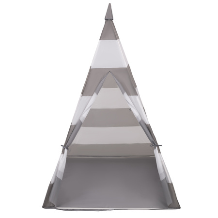 Namiot tipi NT-200X z piłeczkami 6cm Zabawka namiot dla dzieci, szaro-białe pasy: biały-szary-mięta