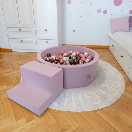 KiddyMoon Piankowy plac zabaw PPZP-OK30D-122 z piłeczkami Zabawka plac zabaw, wrzosowy: pastelowy beż-łososiowy-biały