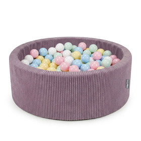 KiddyMoon Suchy basen okrągły ANAFI z piłeczkami 7cm Іграшка пінопластовий басейн, фіолетовий