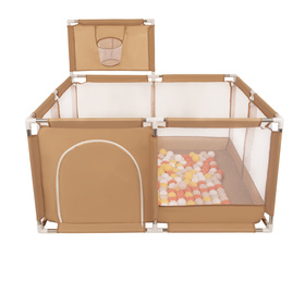 Boisko KK-100X z piłeczkami 6cm Іграшка манеж, бежевий: жовтий-помаранчевий-пастельний беж-білий